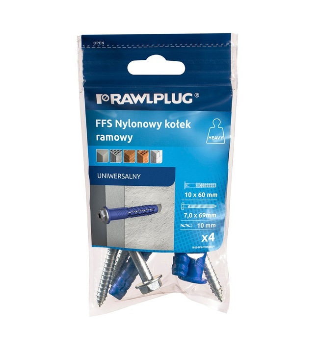 Дюбел фасаден рамков FFS-N 10/100 – универсален с винт шестостен и яка SW13/TX40 блистер 4 бр – (Rawlplug)